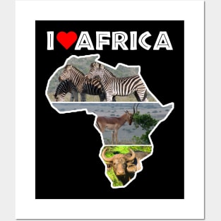 I Love Africa Wildlife Collage Map Posters and Art